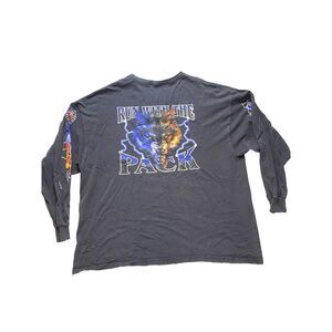 Firefighter Dept Shirt Adult 2XL XXL Black Lightning Wolf Run With The Pack Mens